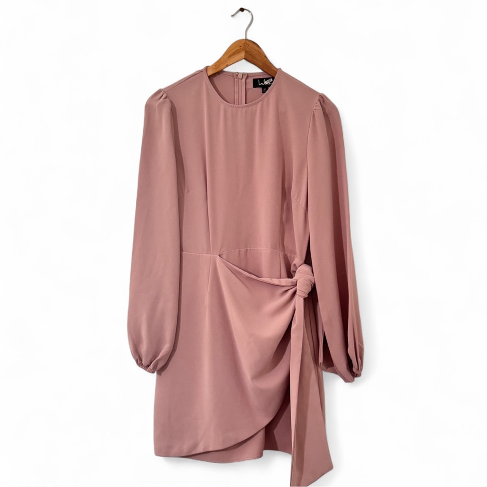 Lulu's Mauve Long Sleeve Dress with Tie